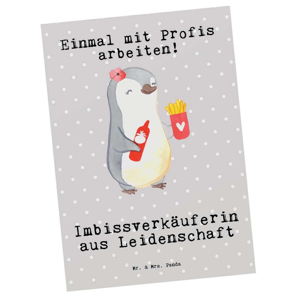 Postkarte Imbissverkäuferin aus Leidenschaft Postkarte, Karte, Geschenkkarte, Grußkarte, Einladung, Ansichtskarte, Geburtstagskarte, Einladungskarte, Dankeskarte, Ansichtskarten, Einladung Geburtstag, Einladungskarten Geburtstag, Beruf, Ausbildung, Jubiläum, Abschied, Rente, Kollege, Kollegin, Geschenk, Schenken, Arbeitskollege, Mitarbeiter, Firma, Danke, Dankeschön, Imbissbesitzerin, Imibissverkäuferin, Pommesverkäuferin