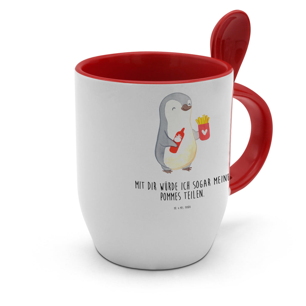 Tasse mit Löffel Pinguin Pommes Tasse, Kaffeetasse, Tassen, Tasse mit Spruch, Kaffeebecher, Tasse mit Löffel, Liebe, Partner, Freund, Freundin, Ehemann, Ehefrau, Heiraten, Verlobung, Heiratsantrag, Liebesgeschenk, Jahrestag, Hocheitstag, Valentinstag, Geschenk für Frauen, Hochzeitstag, Mitbringsel, Geschenk für Freundin, Geschenk für Partner, Liebesbeweis, für Männer, für Ehemann