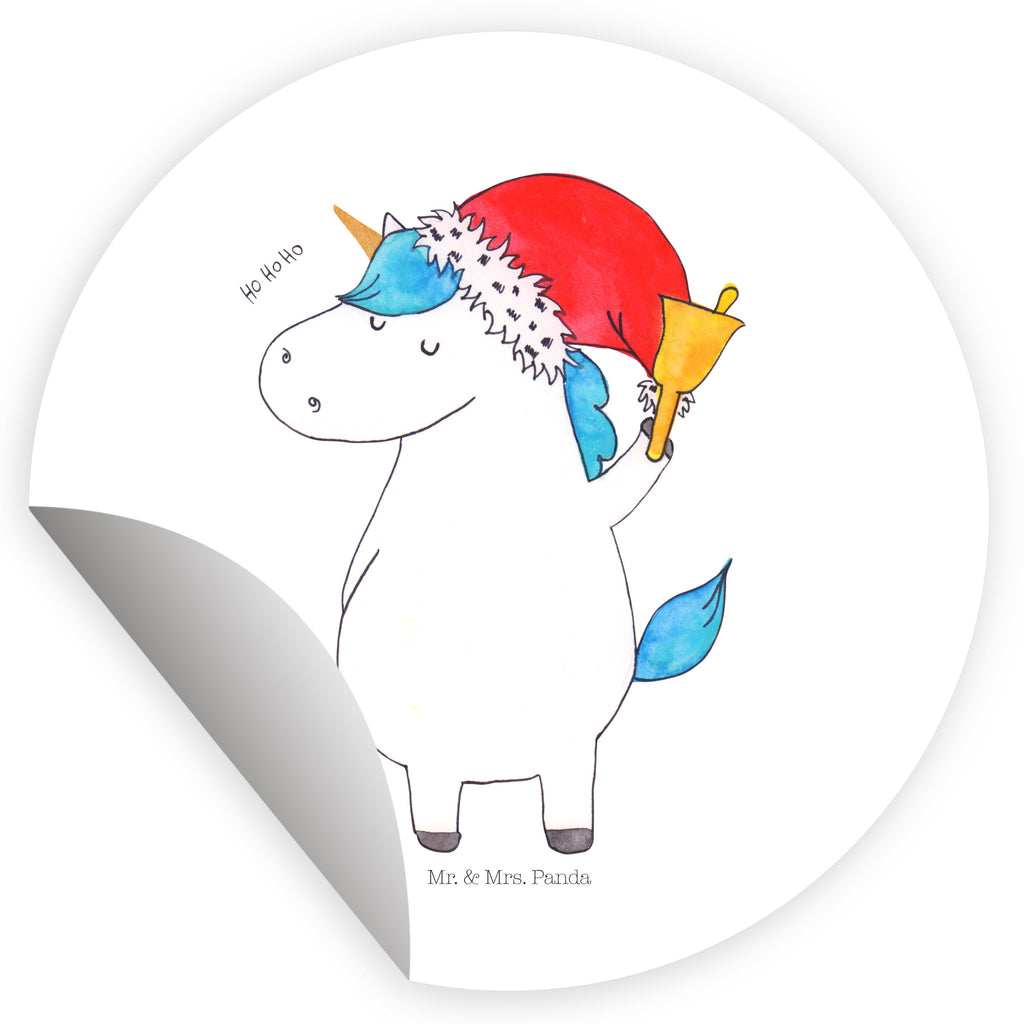 Rund Aufkleber Einhorn Weihnachtsmann Sticker, Aufkleber, Etikett, Einhorn, Einhörner, Einhorn Deko, Pegasus, Unicorn, Gin, Schokolade, Schoki, Weihnachten, Weihnachtsmann, Nikolaus, Wunschzettel, Wunschliste, Feenstaub