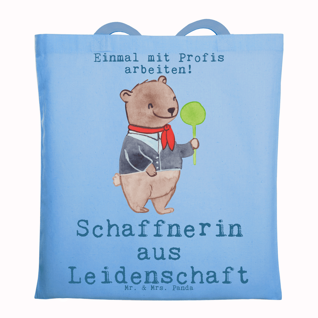 Tragetasche Schaffnerin aus Leidenschaft Beuteltasche, Beutel, Einkaufstasche, Jutebeutel, Stoffbeutel, Tasche, Shopper, Umhängetasche, Strandtasche, Schultertasche, Stofftasche, Tragetasche, Badetasche, Jutetasche, Einkaufstüte, Laptoptasche, Beruf, Ausbildung, Jubiläum, Abschied, Rente, Kollege, Kollegin, Geschenk, Schenken, Arbeitskollege, Mitarbeiter, Firma, Danke, Dankeschön