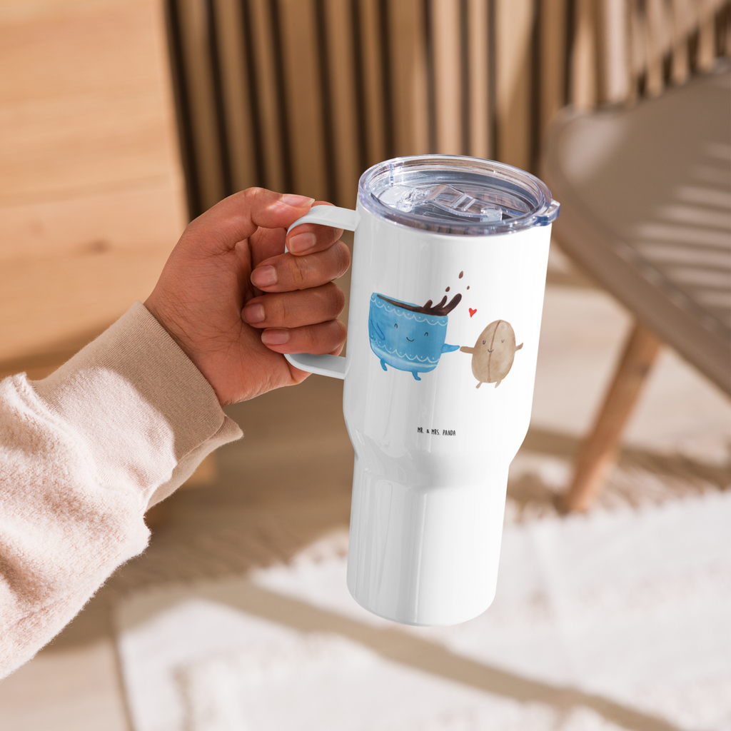 XXL Thermobecher Kaffee Bohne Thermobecher, XL Thermobecher, Reisebecher, XL Reisetasse, Großer Thermobecher, Autobecher, Jumbo Becher, Tiermotive, Gute Laune, lustige Sprüche, Tiere, Kaffee, Kaffeebohne, Genuss, Zufriedenheit, Glück