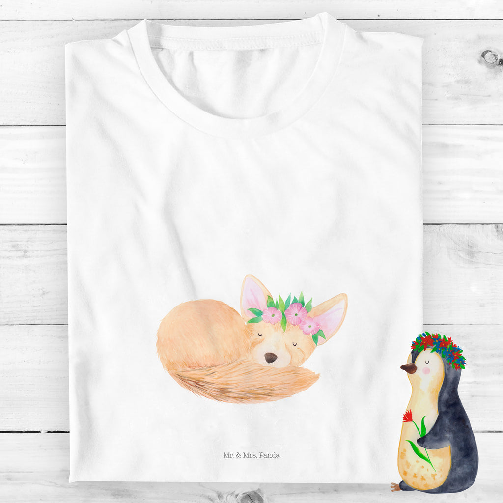 Organic Kinder T-Shirt Wüstenfuchs Blumen Kinder T-Shirt, Kinder T-Shirt Mädchen, Kinder T-Shirt Jungen, Afrika, Wildtiere, Wüste, Wüstenfuchs, Blumen, Blumenkranz, Glücklich