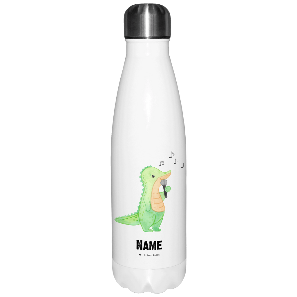 Personalisierte Thermosflasche Krokodil Singen Personalisierte Isolierflasche, Personalisierte Thermoflasche, Personalisierte Trinkflasche, Trinkflasche Mit Namen, Wunschname, Bedrucken, Namensflasche, Geschenk, Sport, Sportart, Hobby, Schenken, Danke, Dankeschön, Auszeichnung, Gewinn, Sportler, Singen, Band, Live Auftritt, Gesang, Hobbysänger