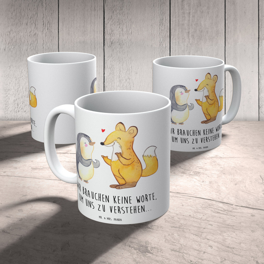 Tasse Fuchs & Pinguin gehörlos Tasse, Kaffeetasse, Teetasse, Becher, Kaffeebecher, Teebecher, Keramiktasse, Porzellantasse, Büro Tasse, Geschenk Tasse, Tasse Sprüche, Tasse Motive, Kaffeetassen, Tasse bedrucken, Designer Tasse, Cappuccino Tassen, Schöne Teetassen, Gebärdensprache, gehörlos, Fuchs, Pinguin