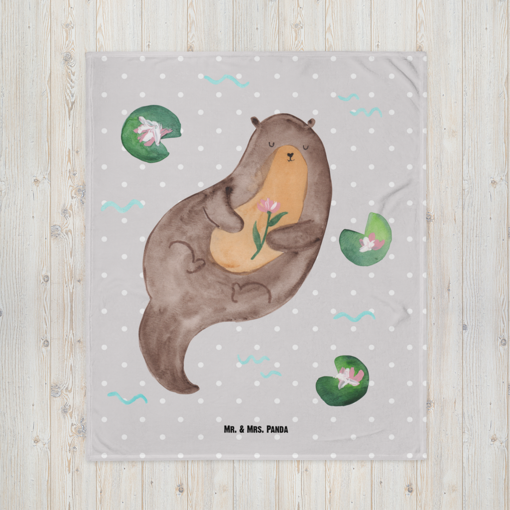 Kuscheldecke Otter Seerose Decke, Wohndecke, Tagesdecke, Wolldecke, Sofadecke, Otter, Fischotter, Seeotter, Otter Seeotter See Otter