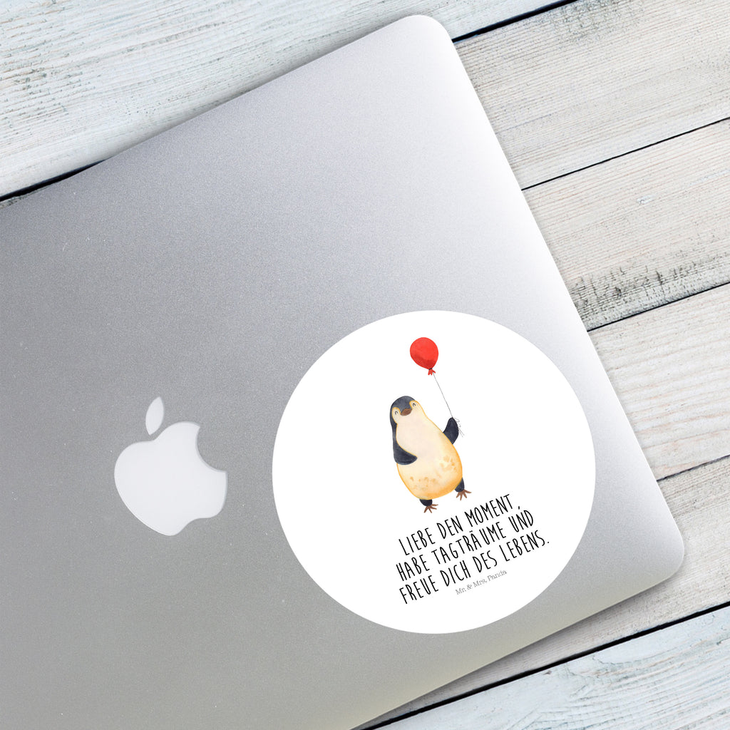 Rund Aufkleber Pinguin Luftballon Sticker, Aufkleber, Etikett, Pinguin, Pinguine, Luftballon, Tagträume, Lebenslust, Geschenk Freundin, Geschenkidee, beste Freundin, Motivation, Neustart, neues Leben, Liebe, Glück