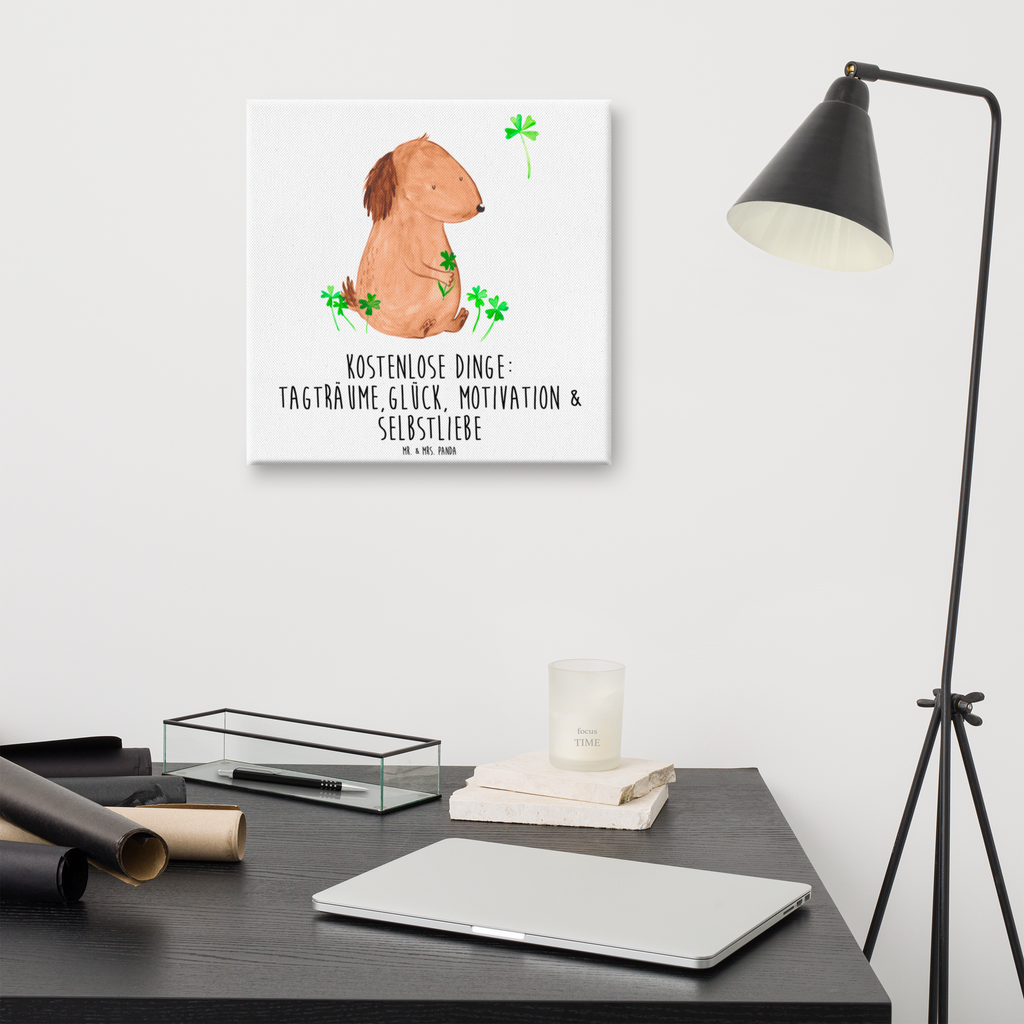 Leinwand Bild Hund Kleeblatt Leinwand, Bild, Kunstdruck, Wanddeko, Dekoration, Hund, Hundemotiv, Haustier, Hunderasse, Tierliebhaber, Hundebesitzer, Sprüche, Kleeblatt, Glück, Tagträume, Motivation, Neuanfang, Geschenk, Glücksbringer, Selbstliebe, Achtsamkeit