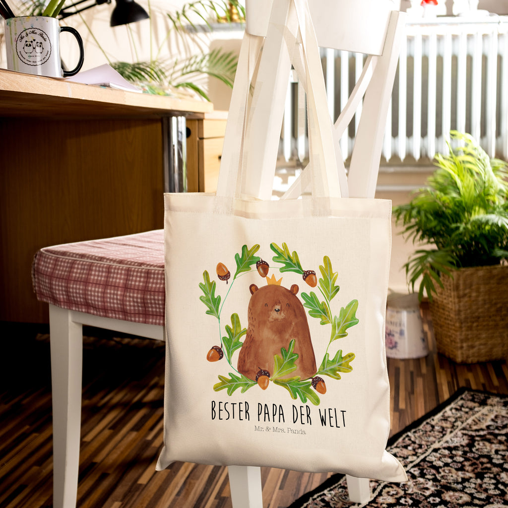 Tragetasche Bär König Beuteltasche, Beutel, Einkaufstasche, Jutebeutel, Stoffbeutel, Tasche, Shopper, Umhängetasche, Strandtasche, Schultertasche, Stofftasche, Tragetasche, Badetasche, Jutetasche, Einkaufstüte, Laptoptasche, Bär, Teddy, Teddybär, Papa, Papa Bär, bester Vater, bester Papa, weltbester Papa, Vatertag, Vater, Dad, Daddy, Papi