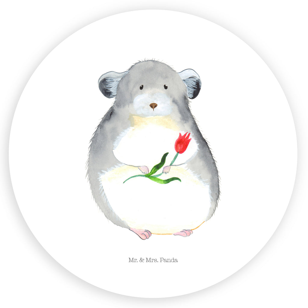 Rund Aufkleber Chinchilla mit Blume Sticker, Aufkleber, Etikett, Tiermotive, Gute Laune, lustige Sprüche, Tiere, Chinchilla, Chinchillas, Liebeskummer, Kummer, Depressionen, traurig sein, Chaos, Glücklichsein, Büro, Büroalltag