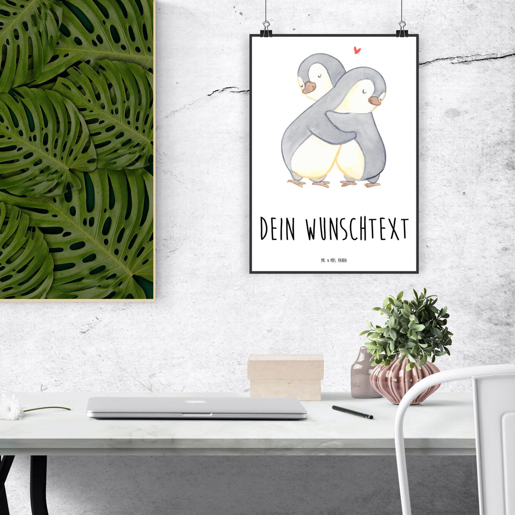 Personalisiertes Poster Pinguine Kuscheln