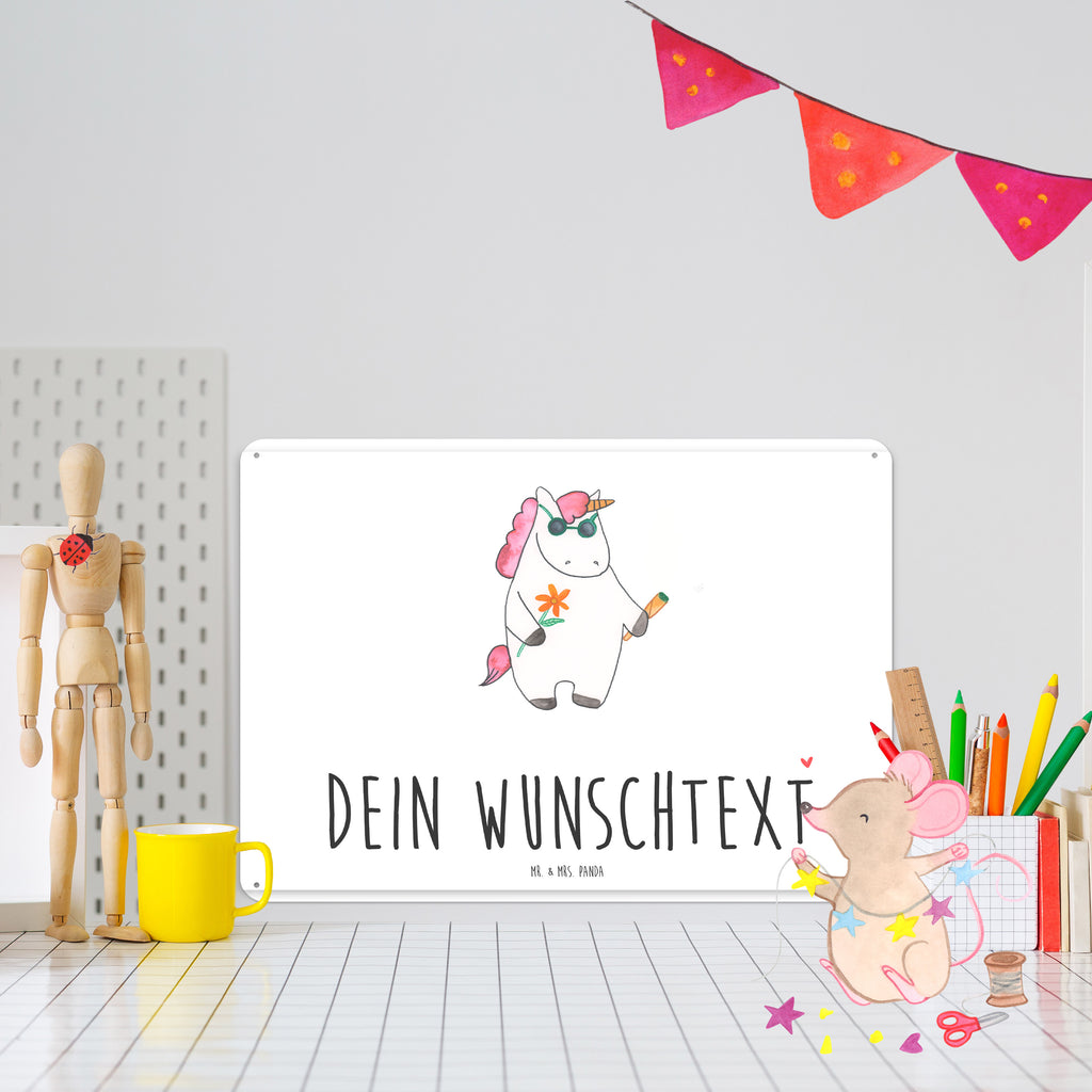 Personalisiertes Blechschild Einhorn Woodstock Blechschild, Metallschild, Geschenk Schild, Schild, Magnet-Metall-Schild, Deko Schild, Wandschild, Wand-Dekoration, Türschild, Einhorn, Einhörner, Einhorn Deko, Pegasus, Unicorn, Kiffen, Joint, Zigarette, Alkohol, Party, Spaß. lustig, witzig, Woodstock