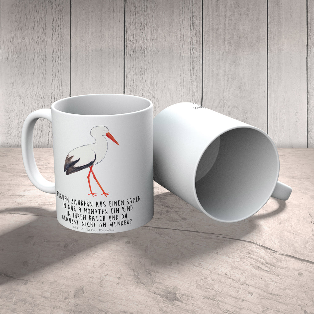 Tasse Storch Tasse, Kaffeetasse, Teetasse, Becher, Kaffeebecher, Teebecher, Keramiktasse, Porzellantasse, Büro Tasse, Geschenk Tasse, Tasse Sprüche, Tasse Motive, Tiermotive, Gute Laune, lustige Sprüche, Tiere, Storch, Störche, Schwangerschaft, Geburt, Mutter, Mütter, Mutter werden, Schwanger, Babybauch, Baby