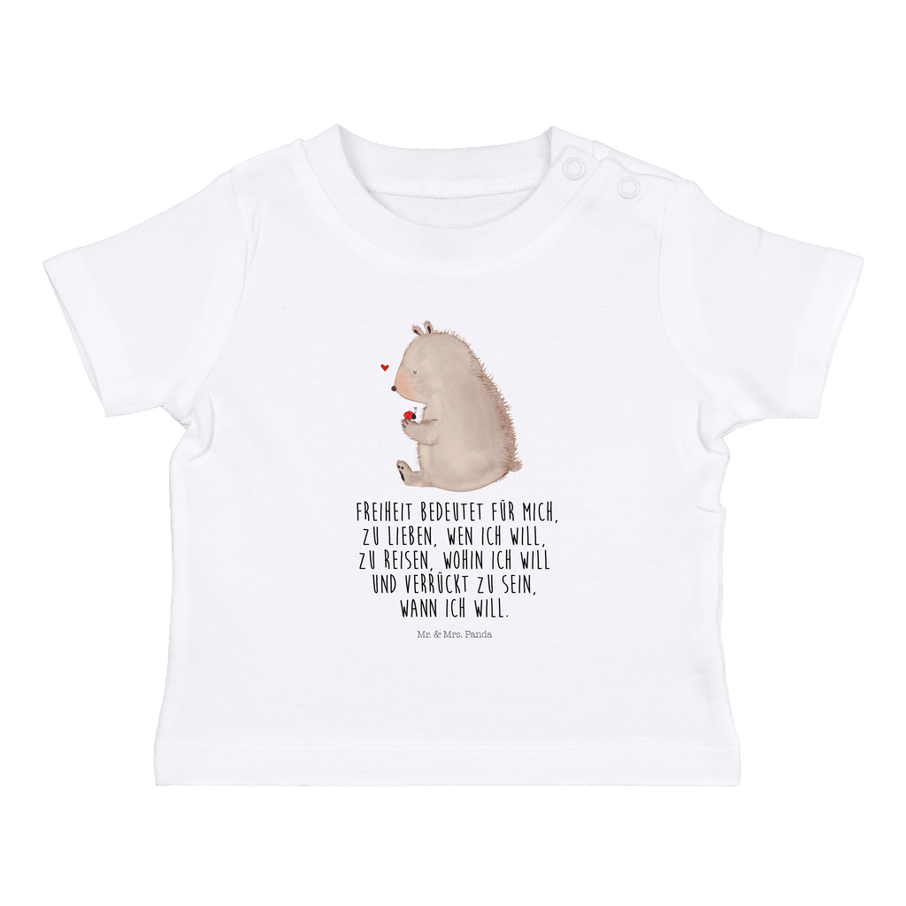 Organic Baby Shirt Bär Marienkäfer Baby T-Shirt, Jungen Baby T-Shirt, Mädchen Baby T-Shirt, Shirt, Bär, Teddy, Teddybär, Marienkäfer, Liebe, Freiheit, Motivation, Das Leben ist schön