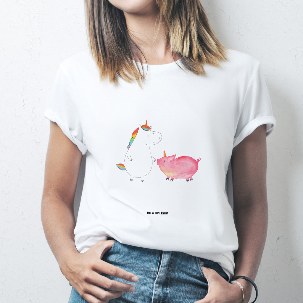 T-Shirt Standard Einhorn + Schweinhorn T-Shirt, Shirt, Tshirt, Lustiges T-Shirt, T-Shirt mit Spruch, Party, Junggesellenabschied, Jubiläum, Geburstag, Herrn, Damen, Männer, Frauen, Schlafshirt, Nachthemd, Sprüche, Einhorn, Einhörner, Einhorn Deko, Pegasus, Unicorn, Freundschaft, Schweinhorn, Schwein, Freundin, Schweinchen