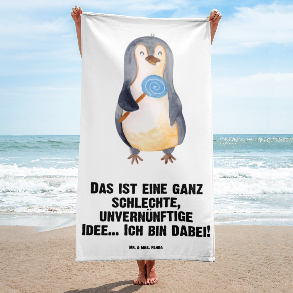 XL Badehandtuch Pinguin Lolli Handtuch, Badetuch, Duschtuch, Strandtuch, Saunatuch, Pinguin, Pinguine, Lolli, Süßigkeiten, Blödsinn, Spruch, Rebell, Gauner, Ganove, Rabauke