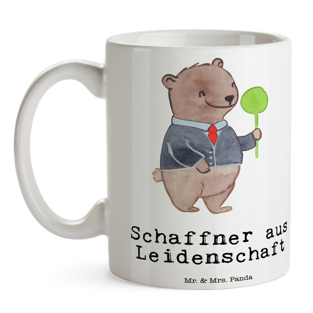 Tasse Schaffner aus Leidenschaft Tasse, Kaffeetasse, Teetasse, Becher, Kaffeebecher, Teebecher, Keramiktasse, Porzellantasse, Büro Tasse, Geschenk Tasse, Tasse Sprüche, Tasse Motive, Kaffeetassen, Tasse bedrucken, Designer Tasse, Cappuccino Tassen, Schöne Teetassen, Beruf, Ausbildung, Jubiläum, Abschied, Rente, Kollege, Kollegin, Geschenk, Schenken, Arbeitskollege, Mitarbeiter, Firma, Danke, Dankeschön