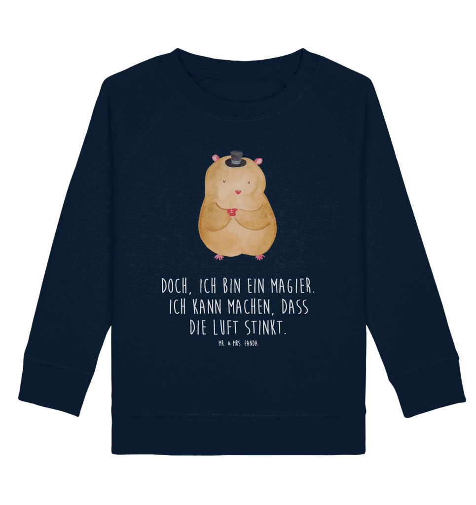 Organic Kinder Pullover Hamster mit Hut Kinder Pullover, Kinder Sweatshirt, Jungen, Mädchen, Tiermotive, Gute Laune, lustige Sprüche, Tiere, Hamster, Hut, Magier, Zylinder, Zwerghamster, Zauberer