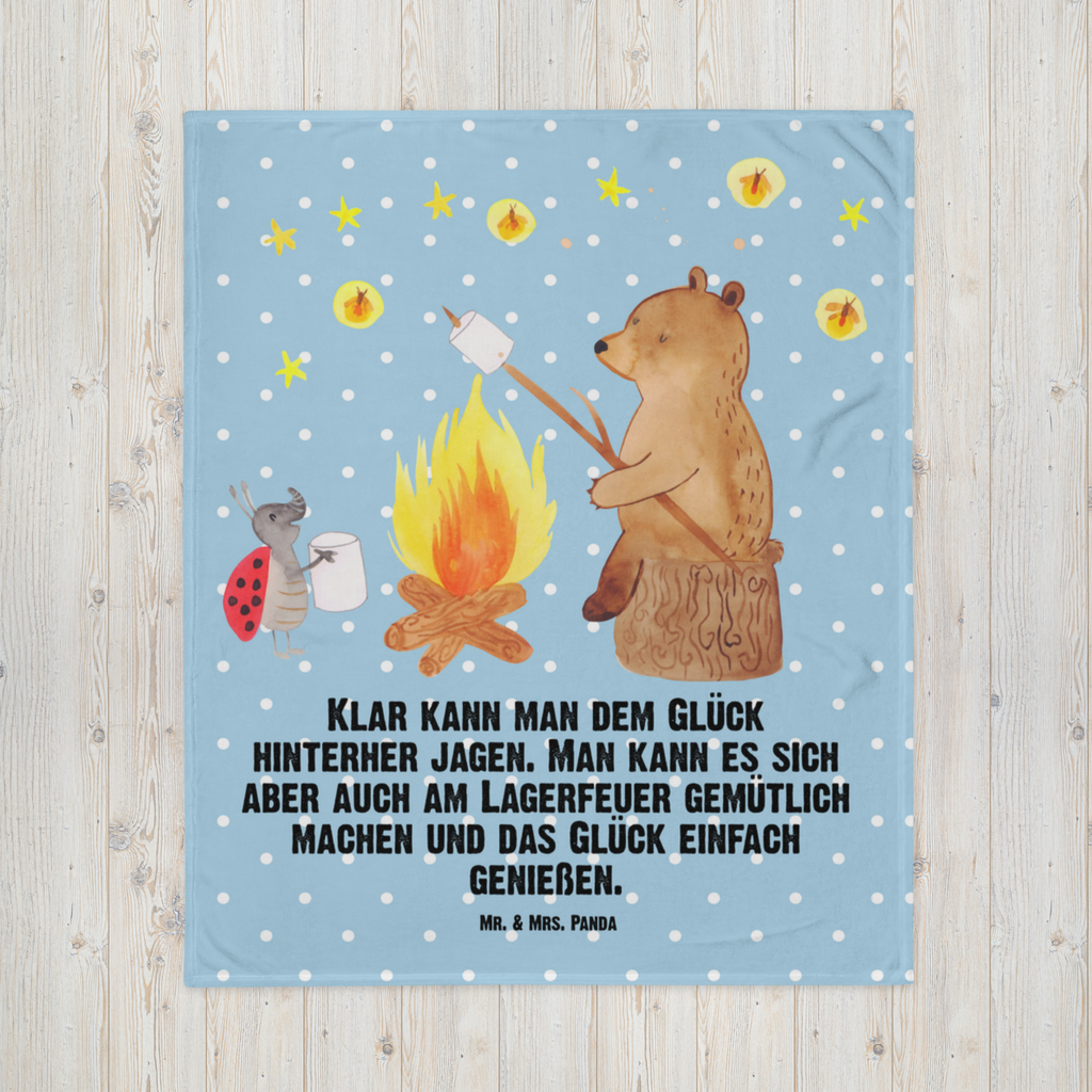 Kuscheldecke Bär & Marienkäfer Lagerfeuer Decke, Wohndecke, Tagesdecke, Wolldecke, Sofadecke, Bär, Teddy, Teddybär, Lagerfeuer