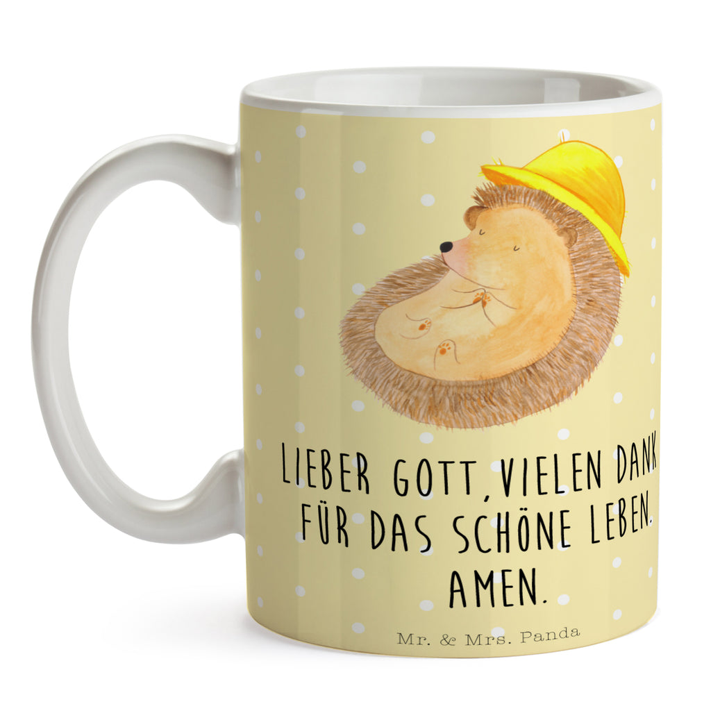 Tasse Igel betet Tasse, Kaffeetasse, Teetasse, Becher, Kaffeebecher, Teebecher, Keramiktasse, Porzellantasse, Büro Tasse, Geschenk Tasse, Tasse Sprüche, Tasse Motive, Kaffeetassen, Tasse bedrucken, Designer Tasse, Cappuccino Tassen, Schöne Teetassen, Tiermotive, Gute Laune, lustige Sprüche, Tiere, Igel, Igel mit Hut, Sonnenhut, Gott, Amen, beten, Leben, Dankbarkeit, Dankbar sein, dankbar, genießen