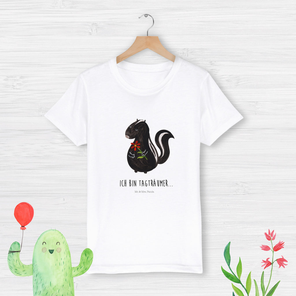 Organic Kinder T-Shirt Stinktier Blume Kinder T-Shirt, Kinder T-Shirt Mädchen, Kinder T-Shirt Jungen, Stinktier, Skunk, Wildtier, Raubtier, Stinker, Stinki, Tagträumer, verträumt, Dreams, Träume