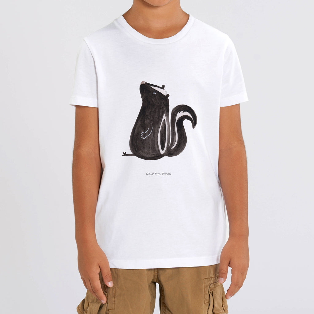 Organic Kinder T-Shirt Stinktier Sitzen Kinder T-Shirt, Kinder T-Shirt Mädchen, Kinder T-Shirt Jungen, Stinktier, Skunk, Wildtier, Raubtier, Stinker, Stinki, Spruch, Büro, Recht, Besserwisser