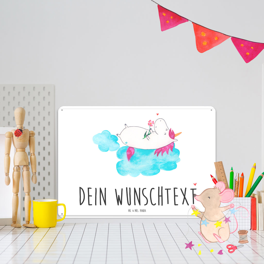 Personalisiertes Blechschild Einhorn Verliebt Blechschild, Metallschild, Geschenk Schild, Schild, Magnet-Metall-Schild, Deko Schild, Wandschild, Wand-Dekoration, Türschild, Einhorn, Einhörner, Einhorn Deko, Pegasus, Unicorn, verliebt, Liebe, Liebesbeweis, Freundin, Wolke