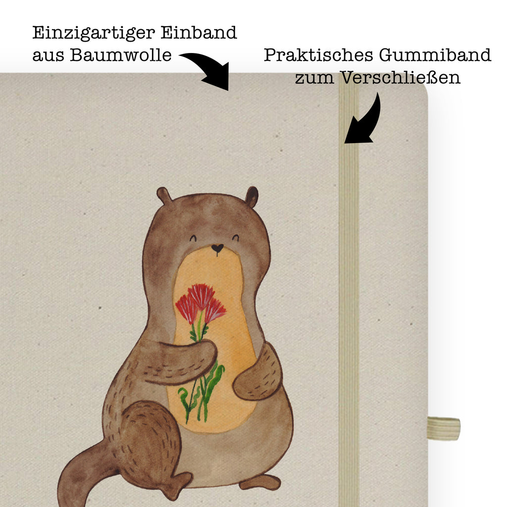 Baumwoll Notizbuch Otter Blumenstrauß Notizen, Eintragebuch, Tagebuch, Notizblock, Adressbuch, Journal, Kladde, Skizzenbuch, Notizheft, Schreibbuch, Schreibheft, Otter, Fischotter, Seeotter, Otter Seeotter See Otter