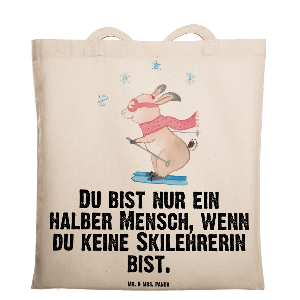 Tragetasche Skilehrerin mit Herz Beuteltasche, Beutel, Einkaufstasche, Jutebeutel, Stoffbeutel, Tasche, Shopper, Umhängetasche, Strandtasche, Schultertasche, Stofftasche, Tragetasche, Badetasche, Jutetasche, Einkaufstüte, Laptoptasche, Beruf, Ausbildung, Jubiläum, Abschied, Rente, Kollege, Kollegin, Geschenk, Schenken, Arbeitskollege, Mitarbeiter, Firma, Danke, Dankeschön