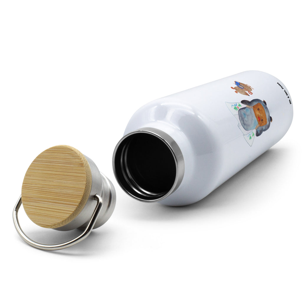 Trinkflasche Pinguin & Maus Wanderer Thermosflasche, Isolierflasche, Edelstahl, Trinkflasche, isoliert, Wamrhaltefunktion, Sportflasche, Flasche zum Sport, Sportlerflasche, Pinguin, Pinguine, Abenteurer, Abenteuer, Roadtrip, Ausflug, Wanderlust, wandern