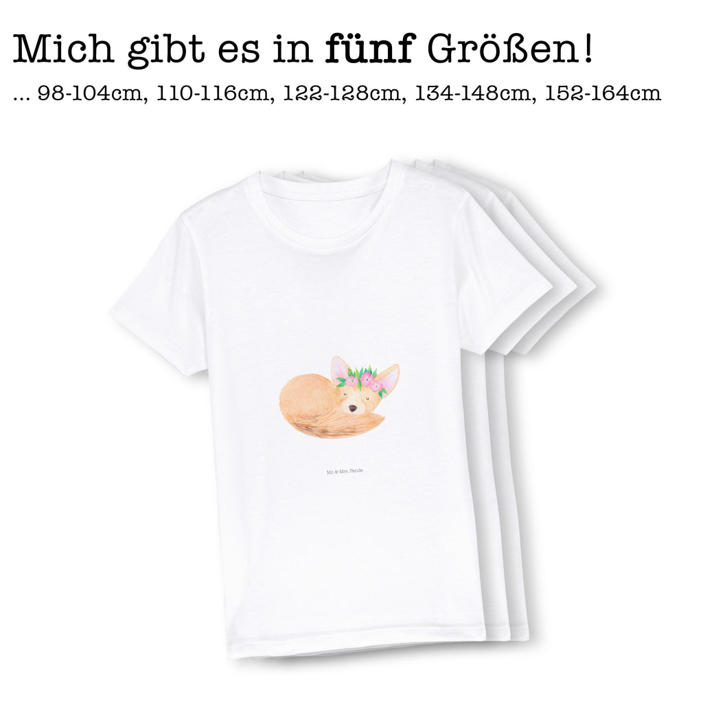 Organic Kinder T-Shirt Wüstenfuchs Blumen Kinder T-Shirt, Kinder T-Shirt Mädchen, Kinder T-Shirt Jungen, Afrika, Wildtiere, Wüste, Wüstenfuchs, Blumen, Blumenkranz, Glücklich