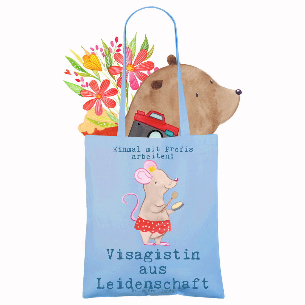 Tragetasche Visagistin aus Leidenschaft Beuteltasche, Beutel, Einkaufstasche, Jutebeutel, Stoffbeutel, Tasche, Shopper, Umhängetasche, Strandtasche, Schultertasche, Stofftasche, Tragetasche, Badetasche, Jutetasche, Einkaufstüte, Laptoptasche, Beruf, Ausbildung, Jubiläum, Abschied, Rente, Kollege, Kollegin, Geschenk, Schenken, Arbeitskollege, Mitarbeiter, Firma, Danke, Dankeschön, Kosmetikerin, Make Up Artist, Maskenbildnerin, Visagistin, Beauty Salon, Kosmetikstudio, Eröffnung