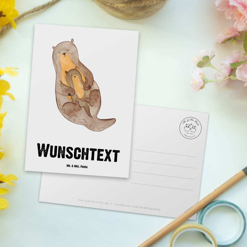 Personalisierte Postkarte Otter mit Kind Postkarte mit Namen, Postkarte bedrucken, Postkarte mit Wunschtext, Postkarte personalisierbar, Geschenkkarte mit Namen, Grußkarte mit Namen, Karte mit Namen, Einladung mit Namen, Ansichtskarte mit Namen, Geschenkkarte mit Wunschtext, Grußkarte mit Wunschtext, Karte mit Wunschtext, Einladung mit Wunschtext, Ansichtskarte mit Wunschtext, Otter, Fischotter, Seeotter, Otter Seeotter See Otter