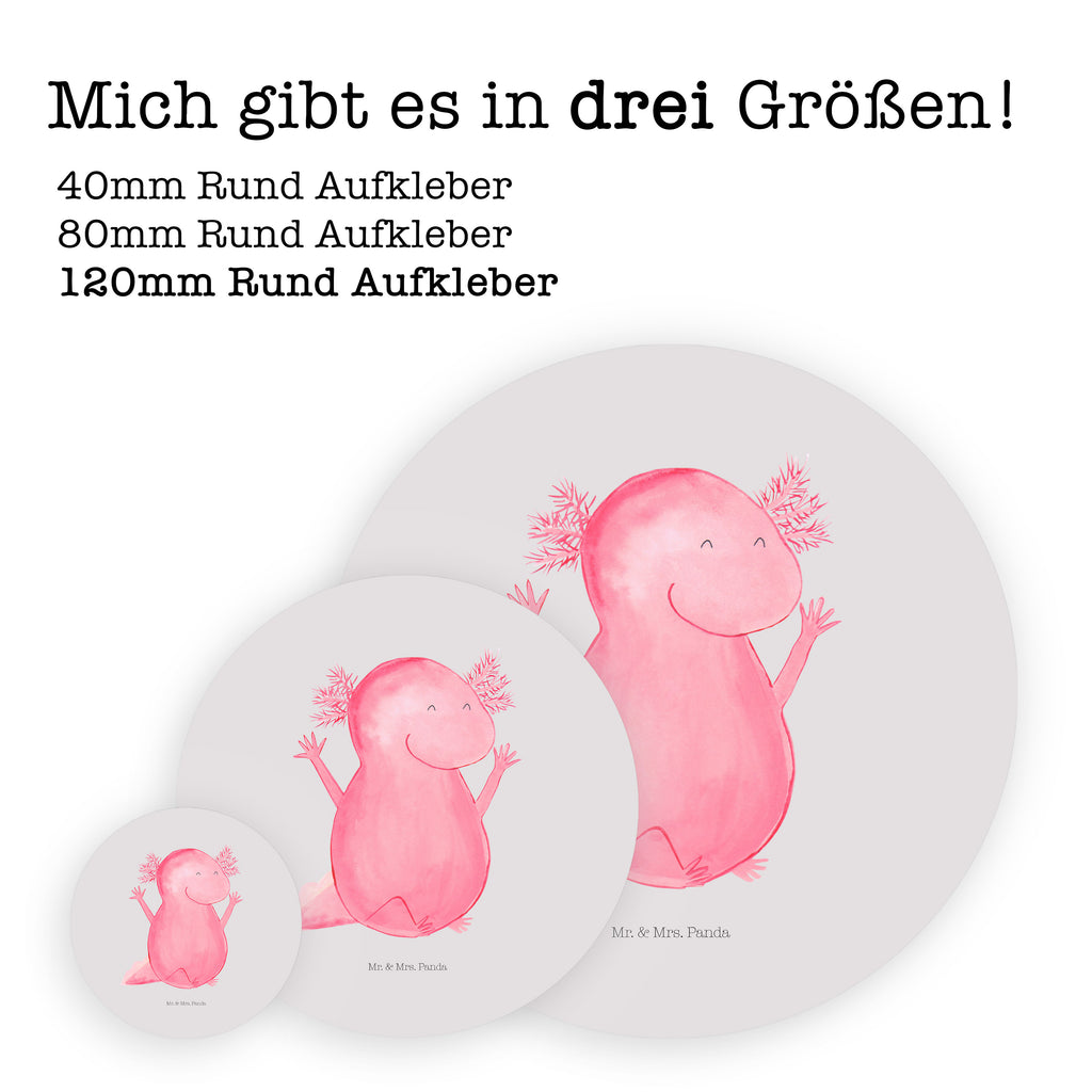 Rund Aufkleber Axolotl Hurra Sticker, Aufkleber, Etikett, Axolotl, Molch, Axolot, Schwanzlurch, Lurch, Lurche, fröhlich, Spaß, Freude, Motivation, Zufriedenheit