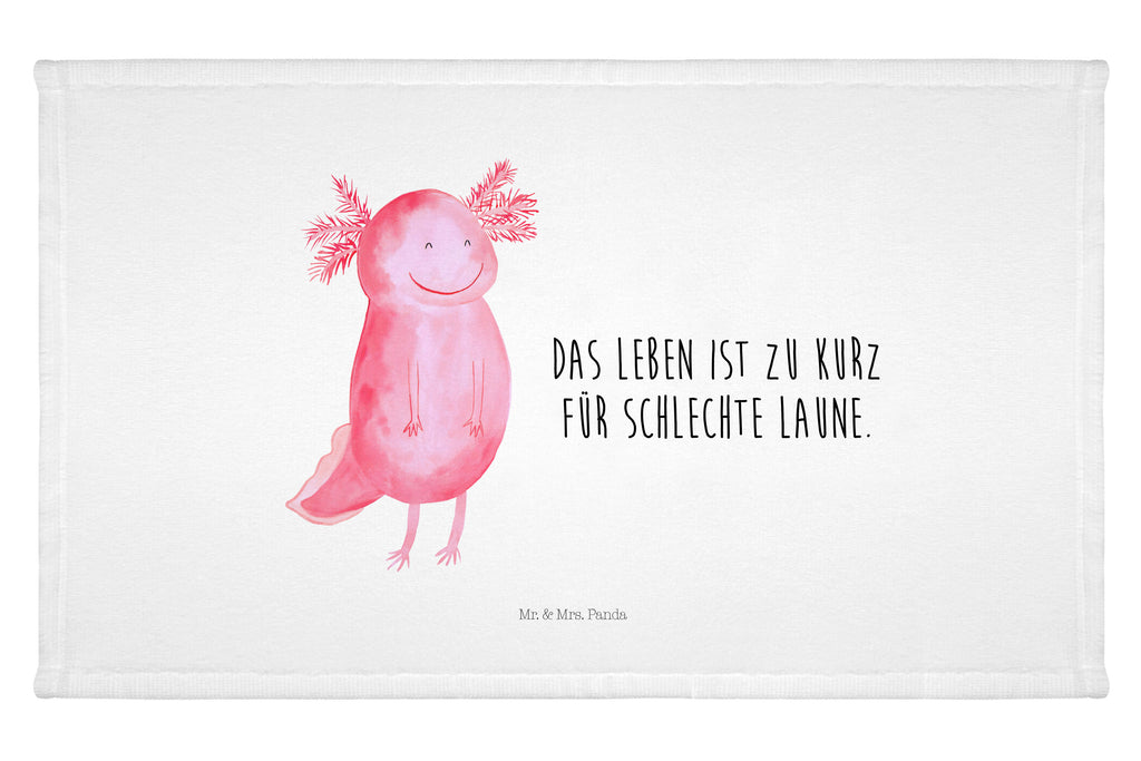 Handtuch Axolotl Glücklich Gästetuch, Reisehandtuch, Sport Handtuch, Frottier, Kinder Handtuch, Axolotl, Molch, Axolot, Schwanzlurch, Lurch, Lurche, Motivation, gute Laune