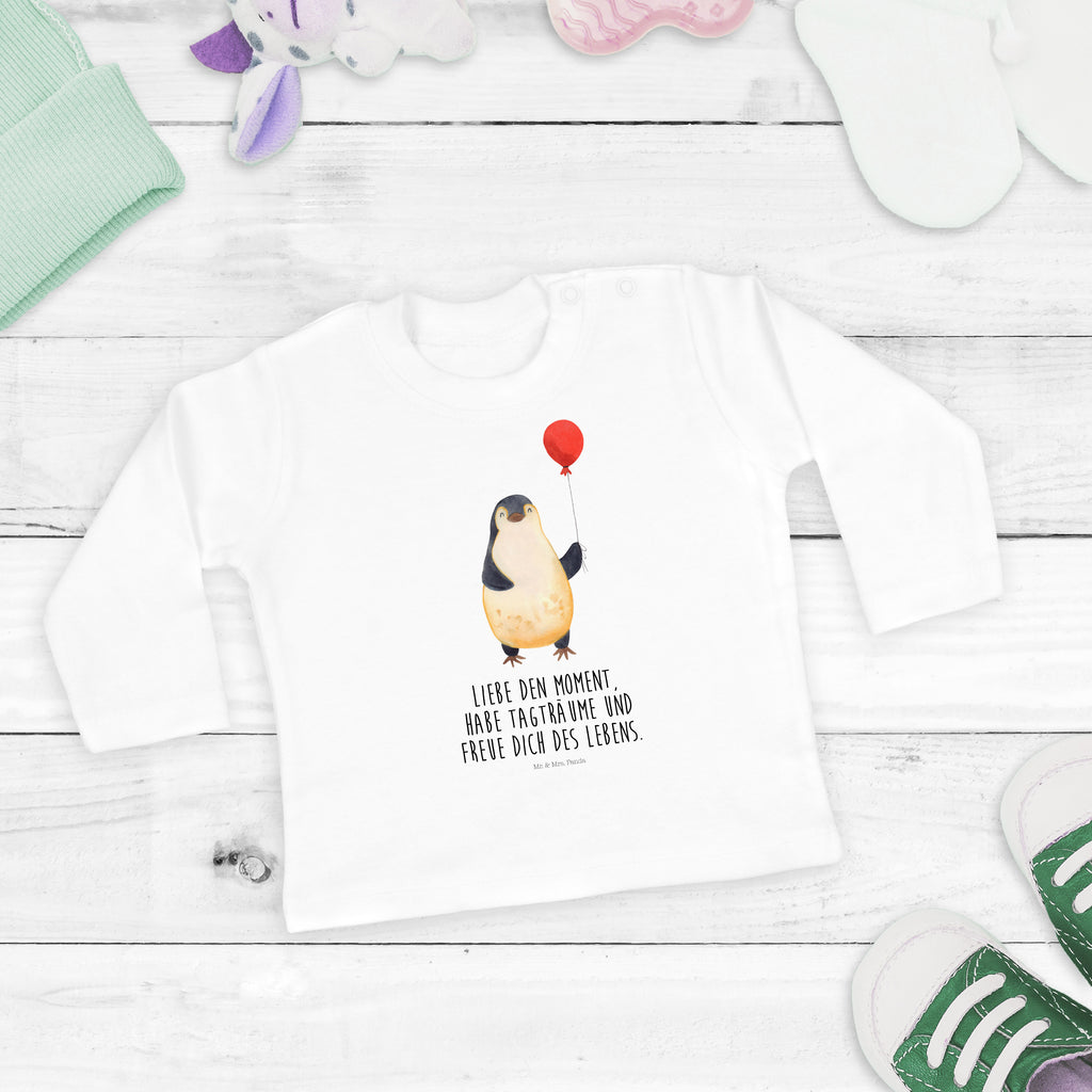 Baby Longsleeve Pinguin Luftballon Mädchen, Jungen, Baby, Langarm, Bio, Kleidung, Pinguin, Pinguine, Luftballon, Tagträume, Lebenslust, Geschenk Freundin, Geschenkidee, beste Freundin, Motivation, Neustart, neues Leben, Liebe, Glück