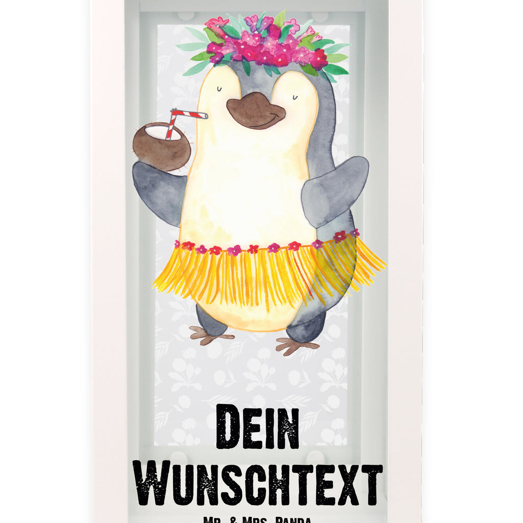 Personalisierte Deko Laterne Pinguin Kokosnuss Gartenlampe, Gartenleuchte, Gartendekoration, Gartenlicht, Laterne kleine Laternen, XXL Laternen, Laterne groß, Pinguin, Aloha, Hawaii, Urlaub, Kokosnuss, Pinguine