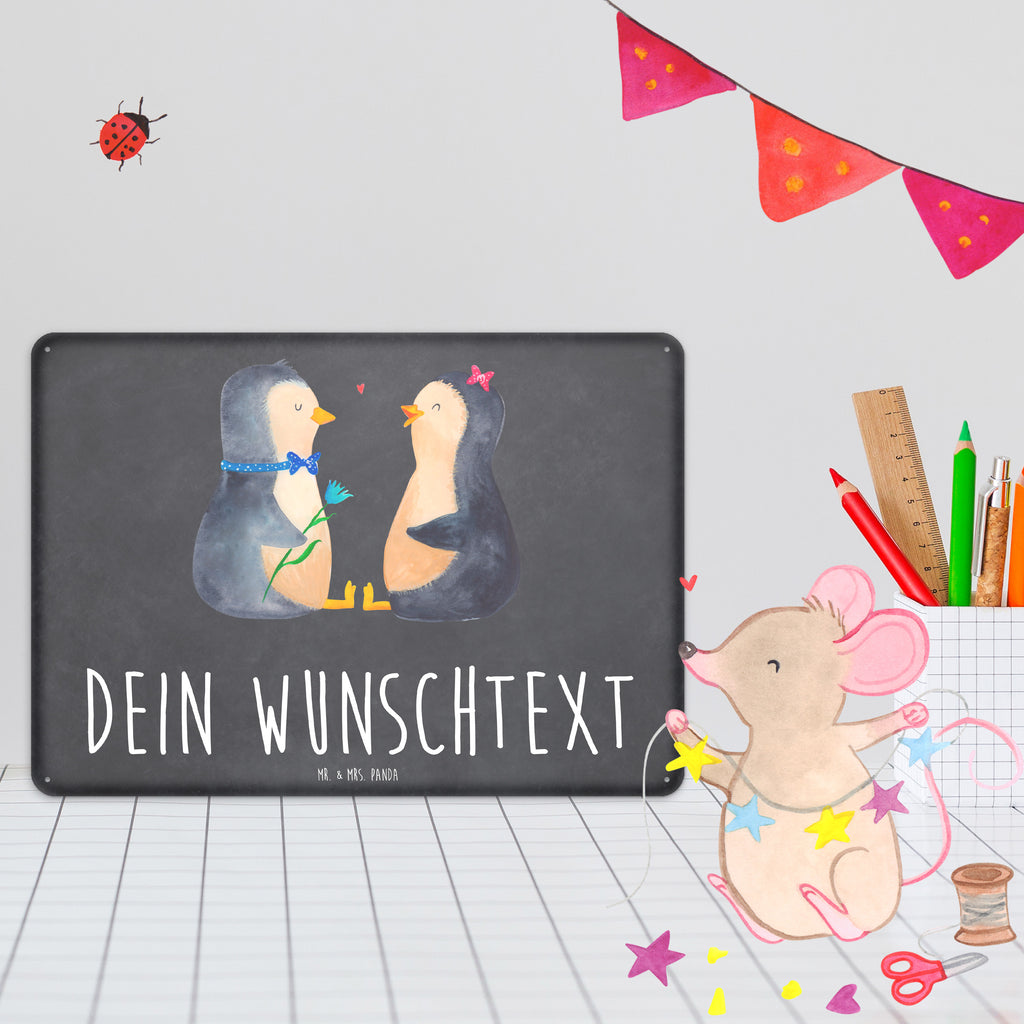 Personalisiertes Blechschild Pinguin Pärchen Blechschild, Metallschild, Geschenk Schild, Schild, Magnet-Metall-Schild, Deko Schild, Wandschild, Wand-Dekoration, Türschild, Pinguin, Pinguine, Liebe, Liebespaar, Liebesbeweis, Liebesgeschenk, Verlobung, Jahrestag, Hochzeitstag, Hochzeit, Hochzeitsgeschenk, große Liebe, Traumpaar