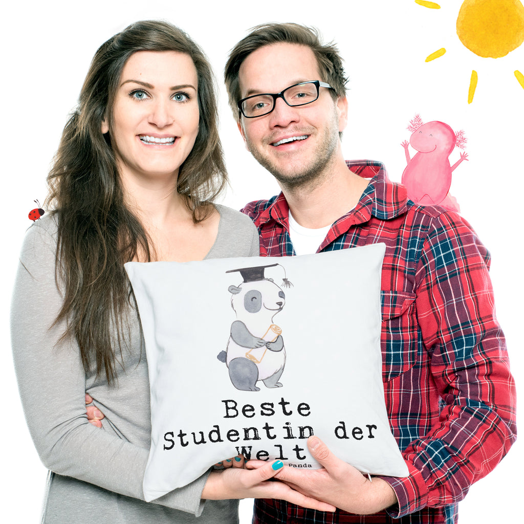 40x40 Kissen Panda Beste Studentin der Welt Kissenhülle, Kopfkissen, Sofakissen, Dekokissen, Motivkissen, für, Dankeschön, Geschenk, Schenken, Geburtstag, Geburtstagsgeschenk, Geschenkidee, Danke, Bedanken, Mitbringsel, Freude machen, Geschenktipp, Studentin, Studium, Tochter, Spaß, Musterschülerin, lustig, Studienabschluss, witzig, Universität, Abschluss, Alumni, Uni, Studenten, Hochschule