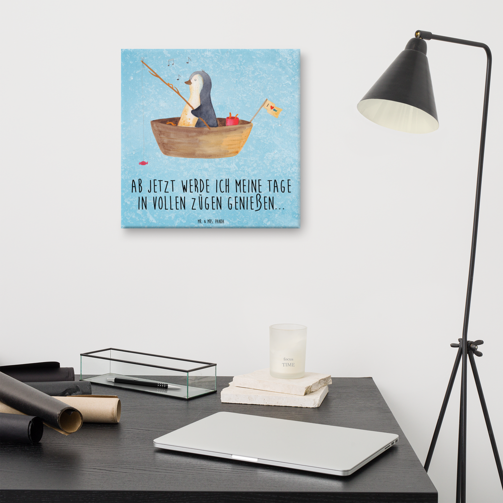 Leinwand Bild Pinguin Angelboot Leinwand, Bild, Kunstdruck, Wanddeko, Dekoration, Pinguin, Pinguine, Angeln, Boot, Angelboot, Lebenslust, Leben, genießen, Motivation, Neustart, Neuanfang, Trennung, Scheidung, Geschenkidee Liebeskummer