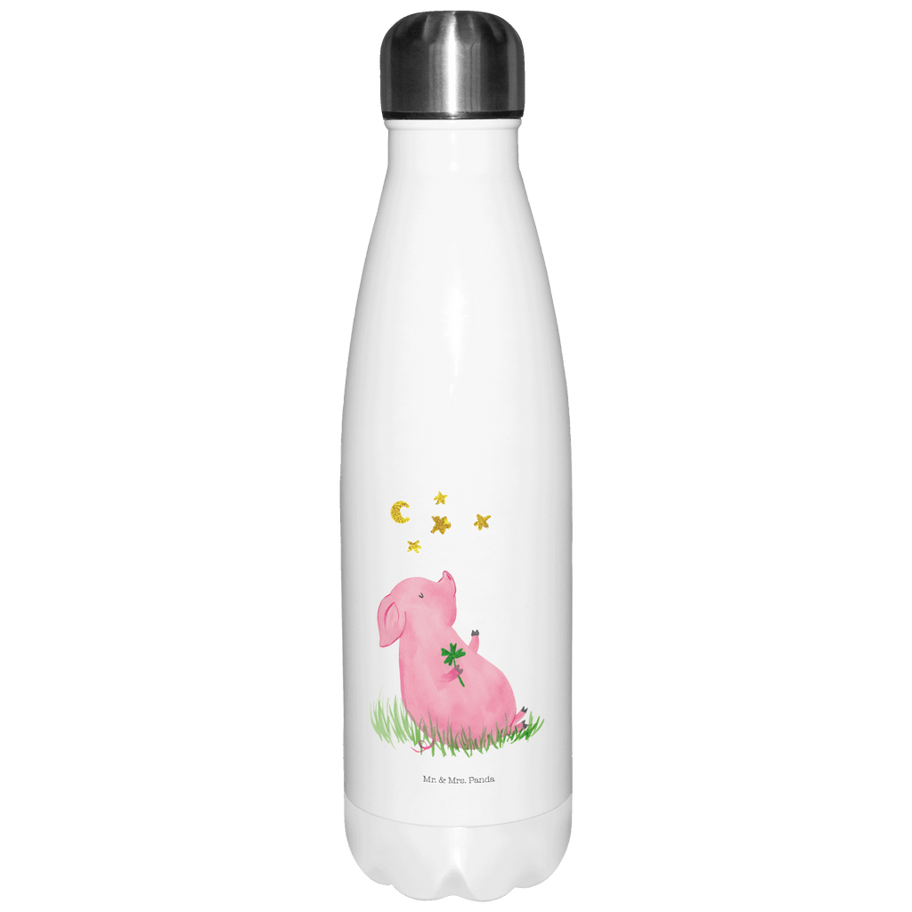 Thermosflasche Glücksschwein Isolierflasche, Thermoflasche, Trinkflasche, Thermos, Edelstahl, Tiermotive, Gute Laune, lustige Sprüche, Tiere, Glücksschwein. Glück, Schwein, Schweinchen, Sterne, Sernchen, Ziele, Träume, Motivation, Glücksbringer