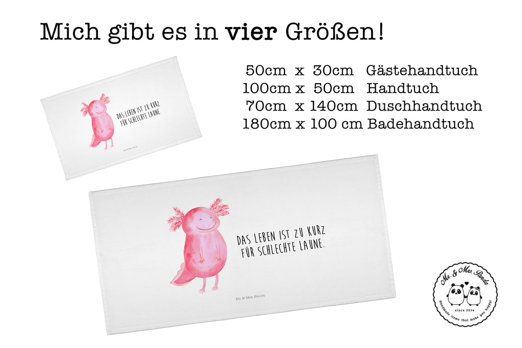 Handtuch Axolotl Glücklich Gästetuch, Reisehandtuch, Sport Handtuch, Frottier, Kinder Handtuch, Axolotl, Molch, Axolot, Schwanzlurch, Lurch, Lurche, Motivation, gute Laune