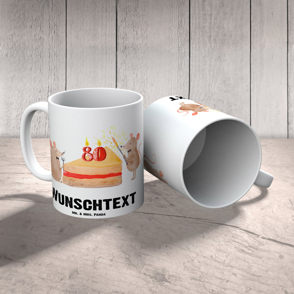 Personalisierte Tasse 80. Geburtstag Mäuse Kuchen Personalisierte Tasse, Namenstasse, Wunschname, Personalisiert, Tasse, Namen, Drucken, Tasse mit Namen, Geburtstag, Geburtstagsgeschenk, Geschenk, Maus, Geburtstage, Happy Birthday, Geburtstagsfeier