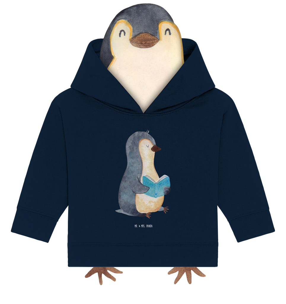 Organic Baby Hoodie Pinguin Buch Baby Kapuzenshirt, Baby Kapuzensweatshirt, Baby Hoodie, Baby Pullover, Pinguin, Pinguine, Buch, Lesen, Bücherwurm, Nichtstun, Faulenzen, Ferien, Urlaub, Freizeit