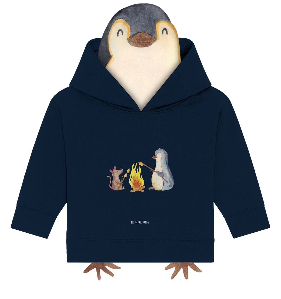 Organic Baby Hoodie Pinguin Lagerfeuer Baby Kapuzenshirt, Baby Kapuzensweatshirt, Baby Hoodie, Baby Pullover, Pinguin, Maus, Pinguine, Lagerfeuer, Leben, Arbeit, Job, Motivation, Büro, Büroalltag, Lebensspruch, Lebensmotivation, Neustart, Liebe, grillen, Feuer, Marshmallows