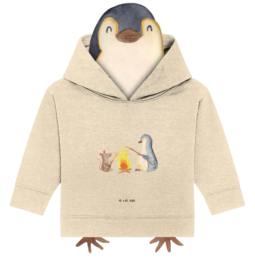 Organic Baby Hoodie Pinguin Lagerfeuer Baby Kapuzenshirt, Baby Kapuzensweatshirt, Baby Hoodie, Baby Pullover, Pinguin, Maus, Pinguine, Lagerfeuer, Leben, Arbeit, Job, Motivation, Büro, Büroalltag, Lebensspruch, Lebensmotivation, Neustart, Liebe, grillen, Feuer, Marshmallows