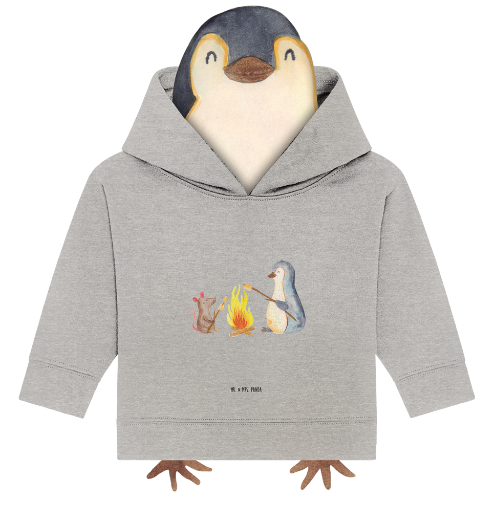 Organic Baby Hoodie Pinguin Lagerfeuer Baby Kapuzenshirt, Baby Kapuzensweatshirt, Baby Hoodie, Baby Pullover, Pinguin, Maus, Pinguine, Lagerfeuer, Leben, Arbeit, Job, Motivation, Büro, Büroalltag, Lebensspruch, Lebensmotivation, Neustart, Liebe, grillen, Feuer, Marshmallows