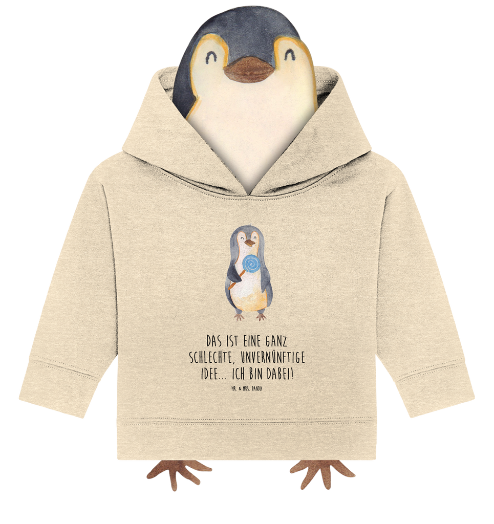 Organic Baby Hoodie Pinguin Lolli Baby Kapuzenshirt, Baby Kapuzensweatshirt, Baby Hoodie, Baby Pullover, Pinguin, Pinguine, Lolli, Süßigkeiten, Blödsinn, Spruch, Rebell, Gauner, Ganove, Rabauke