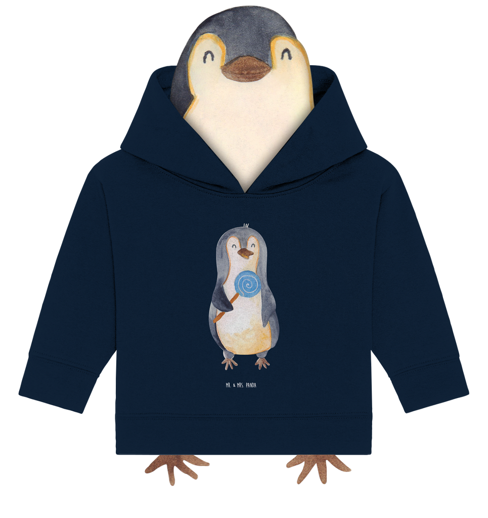 Organic Baby Hoodie Pinguin Lolli Baby Kapuzenshirt, Baby Kapuzensweatshirt, Baby Hoodie, Baby Pullover, Pinguin, Pinguine, Lolli, Süßigkeiten, Blödsinn, Spruch, Rebell, Gauner, Ganove, Rabauke