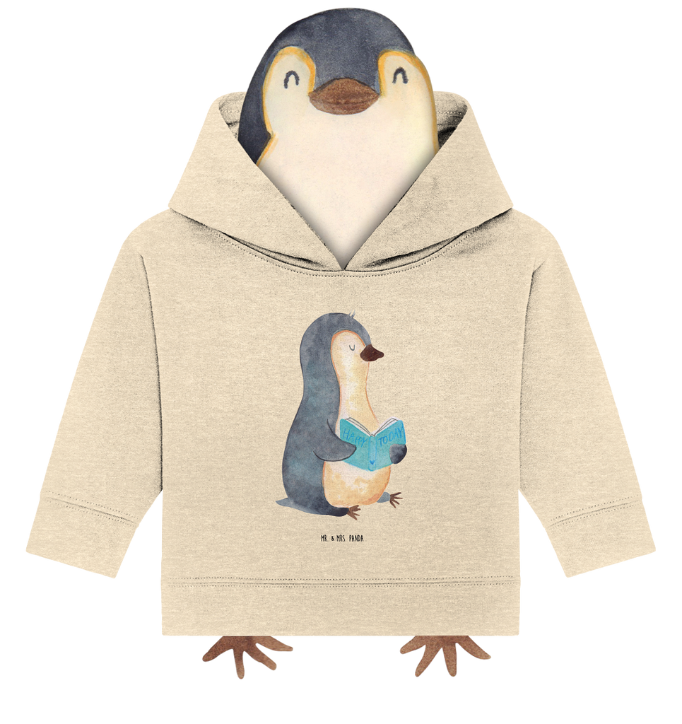 Organic Baby Hoodie Pinguin Buch Baby Kapuzenshirt, Baby Kapuzensweatshirt, Baby Hoodie, Baby Pullover, Pinguin, Pinguine, Buch, Lesen, Bücherwurm, Nichtstun, Faulenzen, Ferien, Urlaub, Freizeit