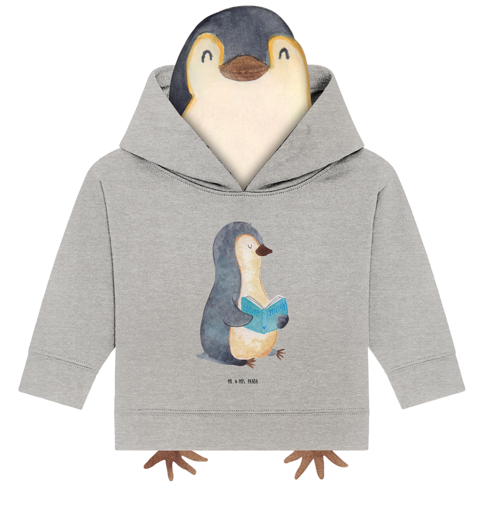 Organic Baby Hoodie Pinguin Buch Baby Kapuzenshirt, Baby Kapuzensweatshirt, Baby Hoodie, Baby Pullover, Pinguin, Pinguine, Buch, Lesen, Bücherwurm, Nichtstun, Faulenzen, Ferien, Urlaub, Freizeit